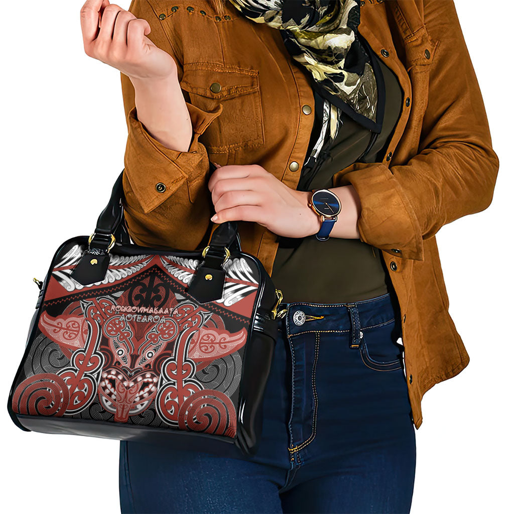 Aotearoa Iwi Rongowhakaata Shoulder Handbag Maori Kowhaiwhai Pattern
