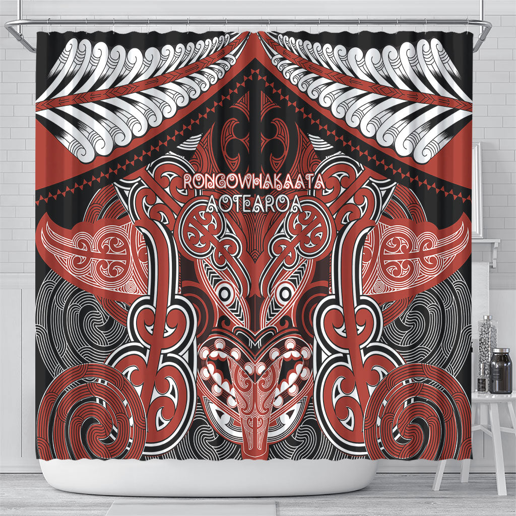 Aotearoa Iwi Rongowhakaata Shower Curtain Maori Kowhaiwhai Pattern