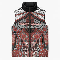 Aotearoa Iwi Rongowhakaata Personalised Sleeveless Puffer Jacket Maori Kowhaiwhai Pattern LT19 Unisex Red - Polynesian Pride