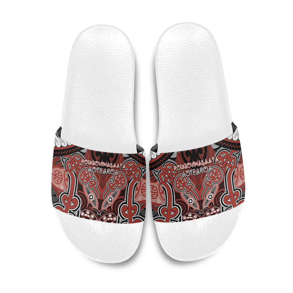 Aotearoa Iwi Rongowhakaata Slide Sandals Maori Kowhaiwhai Pattern