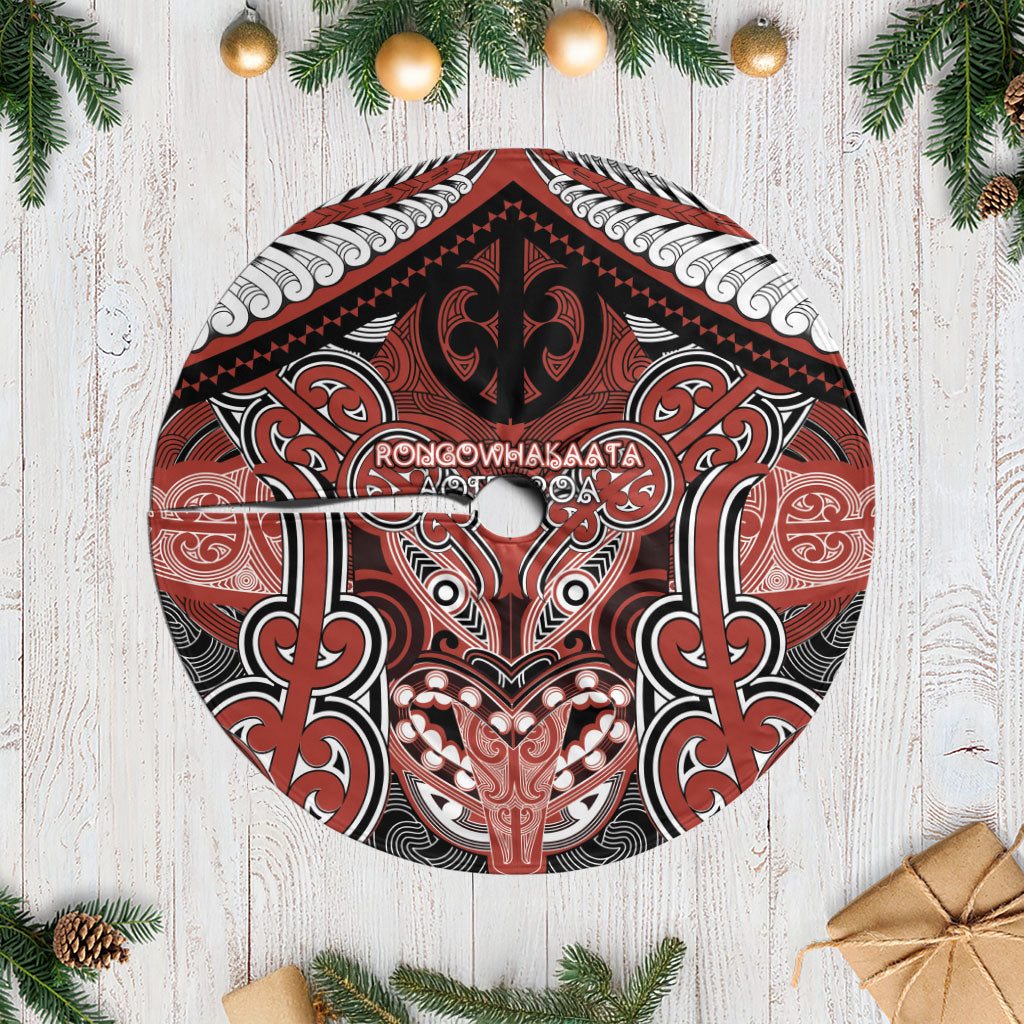 Aotearoa Iwi Rongowhakaata Tree Skirt Maori Kowhaiwhai Pattern LT19 Casual Red - Polynesian Pride
