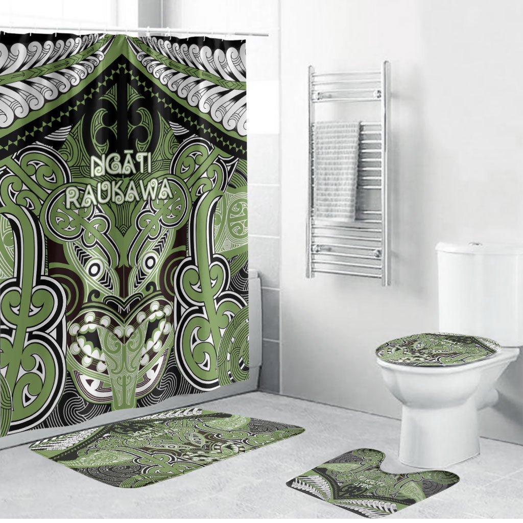 Aotearoa Iwi Ngati Raukawa Bathroom Set Maori Kowhaiwhai Pattern LT19 Bathroom Set (4 pcs) Green - Polynesian Pride