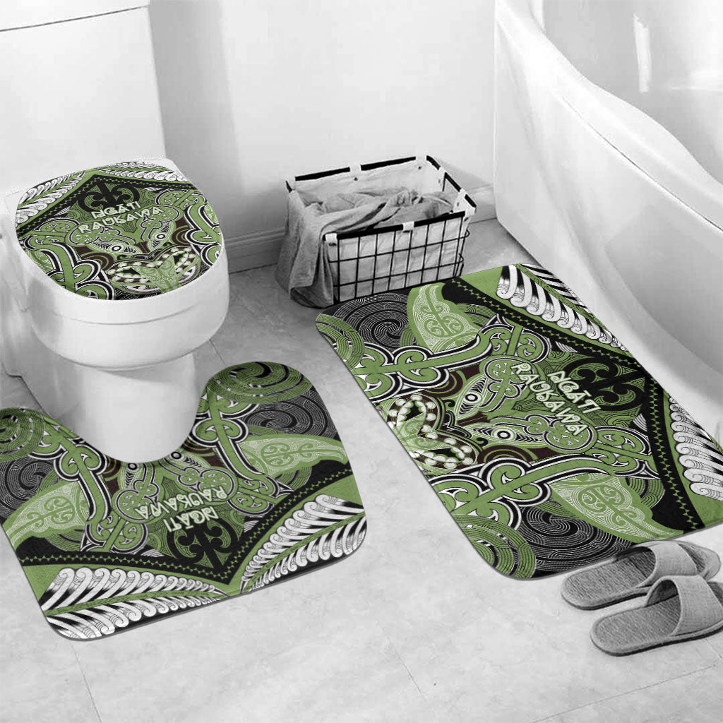 Aotearoa Iwi Ngati Raukawa Bathroom Set Maori Kowhaiwhai Pattern LT19 Mat Set Only (3 pcs) One Size Green - Polynesian Pride