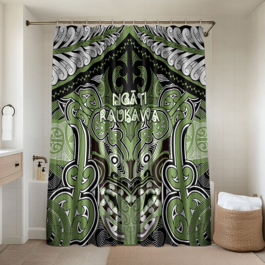 Aotearoa Iwi Ngati Raukawa Bathroom Set Maori Kowhaiwhai Pattern LT19 Shower Curtain Only Green - Polynesian Pride