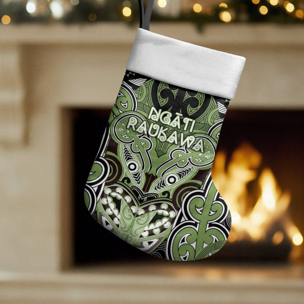 Aotearoa Iwi Ngati Raukawa Personalised Christmas Stocking Maori Kowhaiwhai Pattern LT19 Set of 2 Green - Polynesian Pride