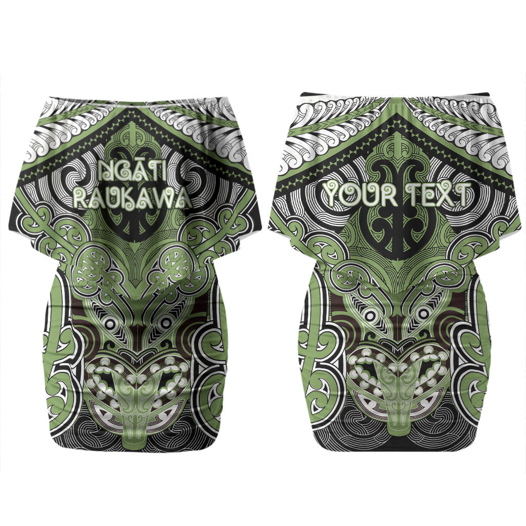 Aotearoa Iwi Ngati Raukawa Personalised Couples Matching Off Shoulder Short Dress and Hawaiian Shirt Maori Kowhaiwhai Pattern LT19 - Polynesian Pride