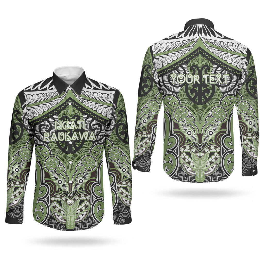 Aotearoa Iwi Ngati Raukawa Personalised Couples Matching Off The Shoulder Long Sleeve Dress and Long Sleeve Button Shirt Maori Kowhaiwhai Pattern LT19 - Polynesian Pride