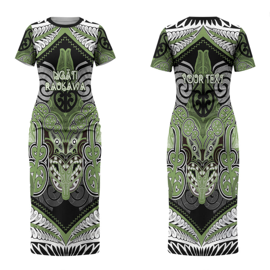 Aotearoa Iwi Ngati Raukawa Personalised Couples Matching Short Sleeve Bodycon Dress and Long Sleeve Button Shirt Maori Kowhaiwhai Pattern LT19 - Polynesian Pride