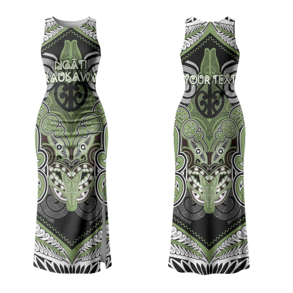 Aotearoa Iwi Ngati Raukawa Personalised Couples Matching Tank Maxi Dress and Long Sleeve Button Shirt Maori Kowhaiwhai Pattern LT19 - Polynesian Pride