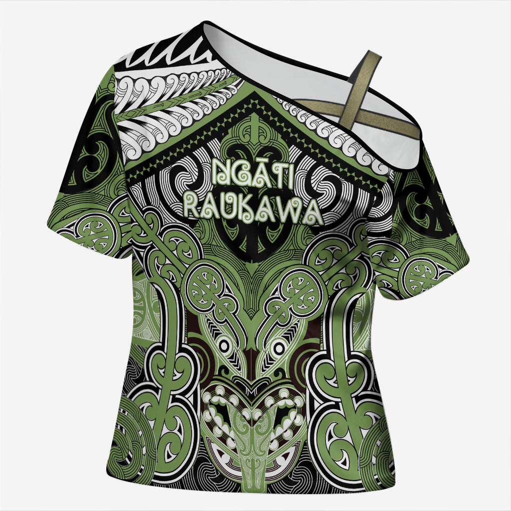 Aotearoa Iwi Ngati Raukawa Personalised Cross Shoulder Shirt Maori Kowhaiwhai Pattern