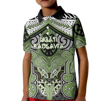 Aotearoa Iwi Ngati Raukawa Personalised Kid Polo Shirt Maori Kowhaiwhai Pattern LT19 Kid Green - Polynesian Pride