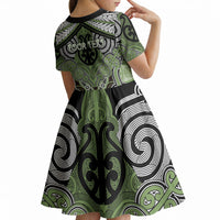 Aotearoa Iwi Ngati Raukawa Personalised Kid Short Sleeve Dress Maori Kowhaiwhai Pattern