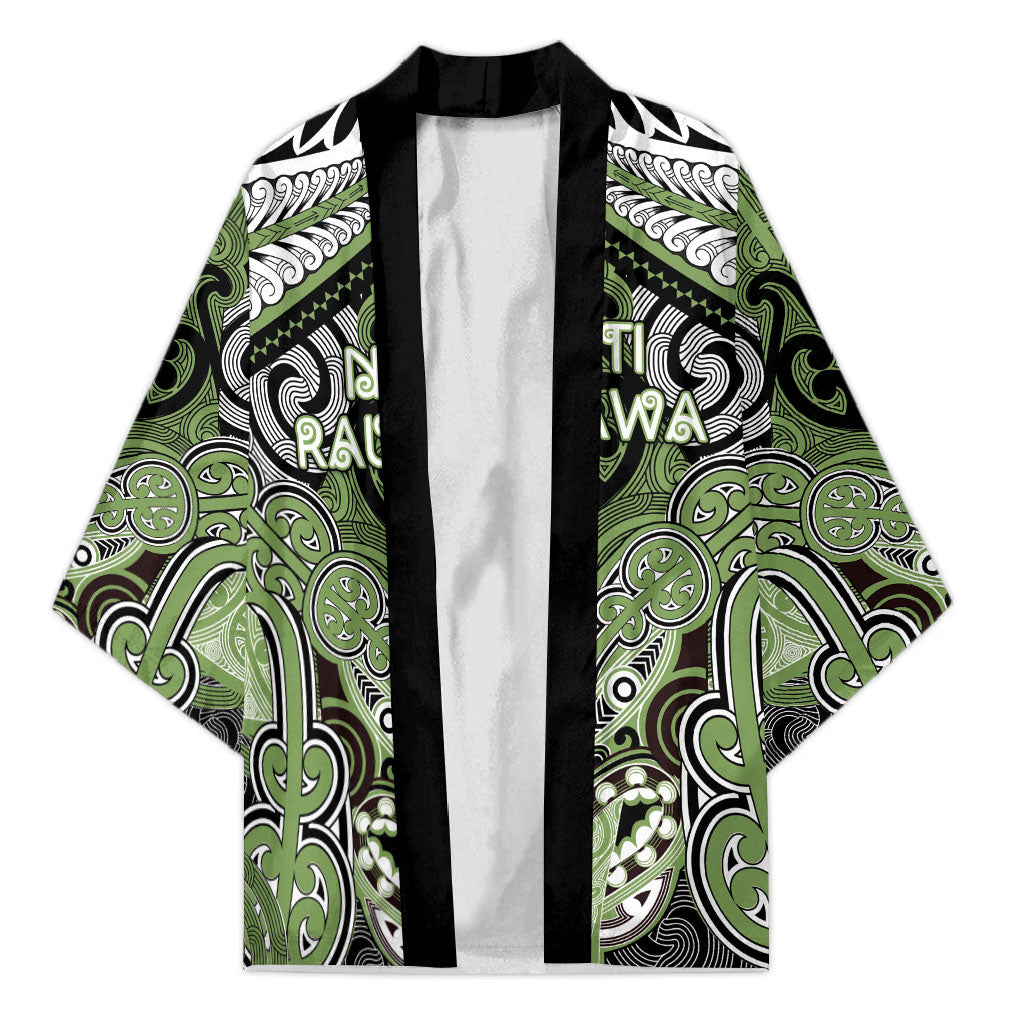 Aotearoa Iwi Ngati Raukawa Personalised Kimono Maori Kowhaiwhai Pattern LT19 Unisex Green - Polynesian Pride
