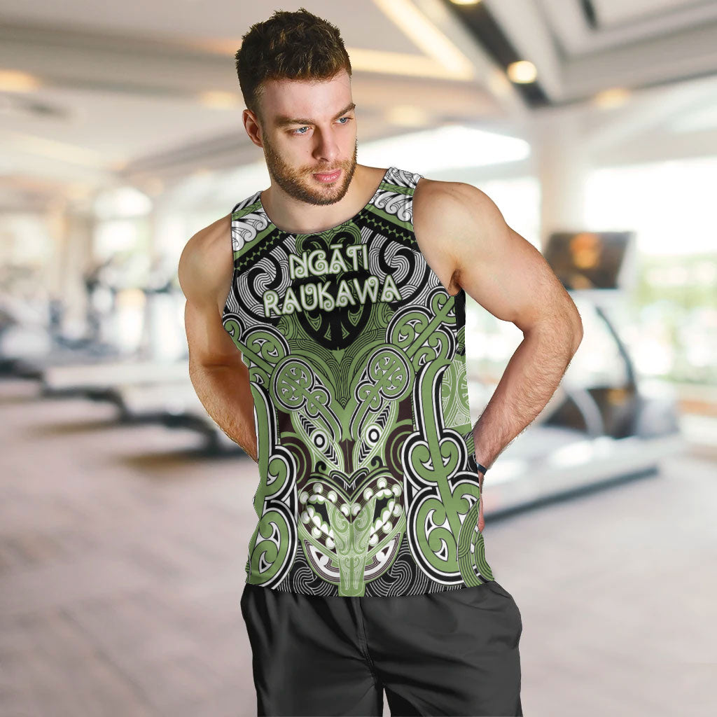 Aotearoa Iwi Ngati Raukawa Personalised Men Tank Top Maori Kowhaiwhai Pattern LT19 Green - Polynesian Pride