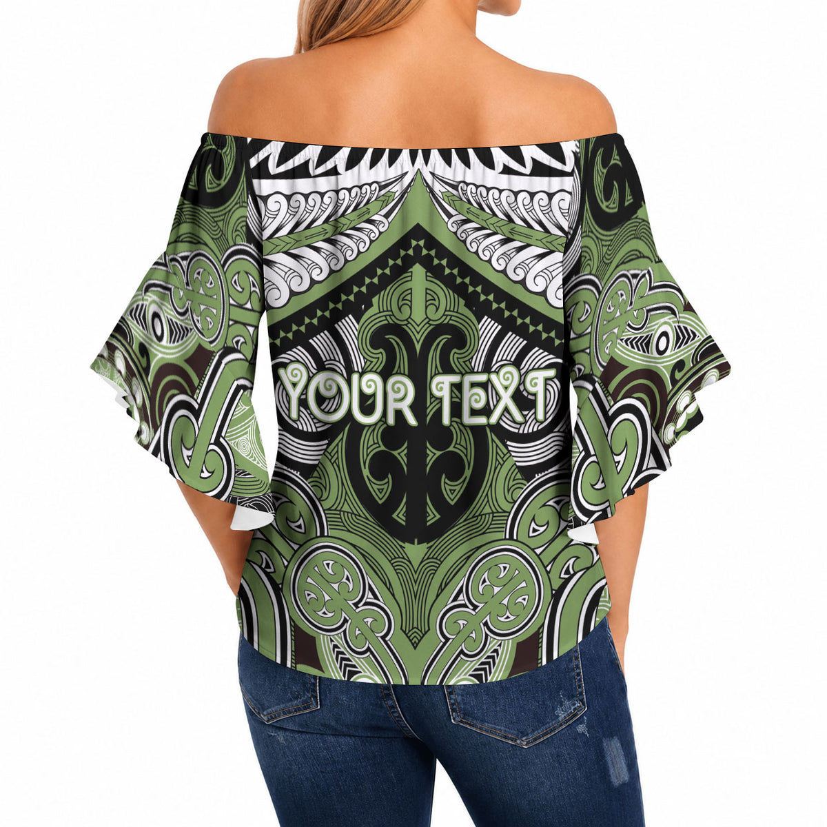 Aotearoa Iwi Ngati Raukawa Personalised Off Shoulder Wrap Waist Top Maori Kowhaiwhai Pattern LT19 - Polynesian Pride