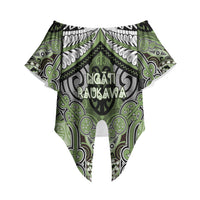 Aotearoa Iwi Ngati Raukawa Personalised Off Shoulder Wrap Waist Top Maori Kowhaiwhai Pattern LT19 - Polynesian Pride