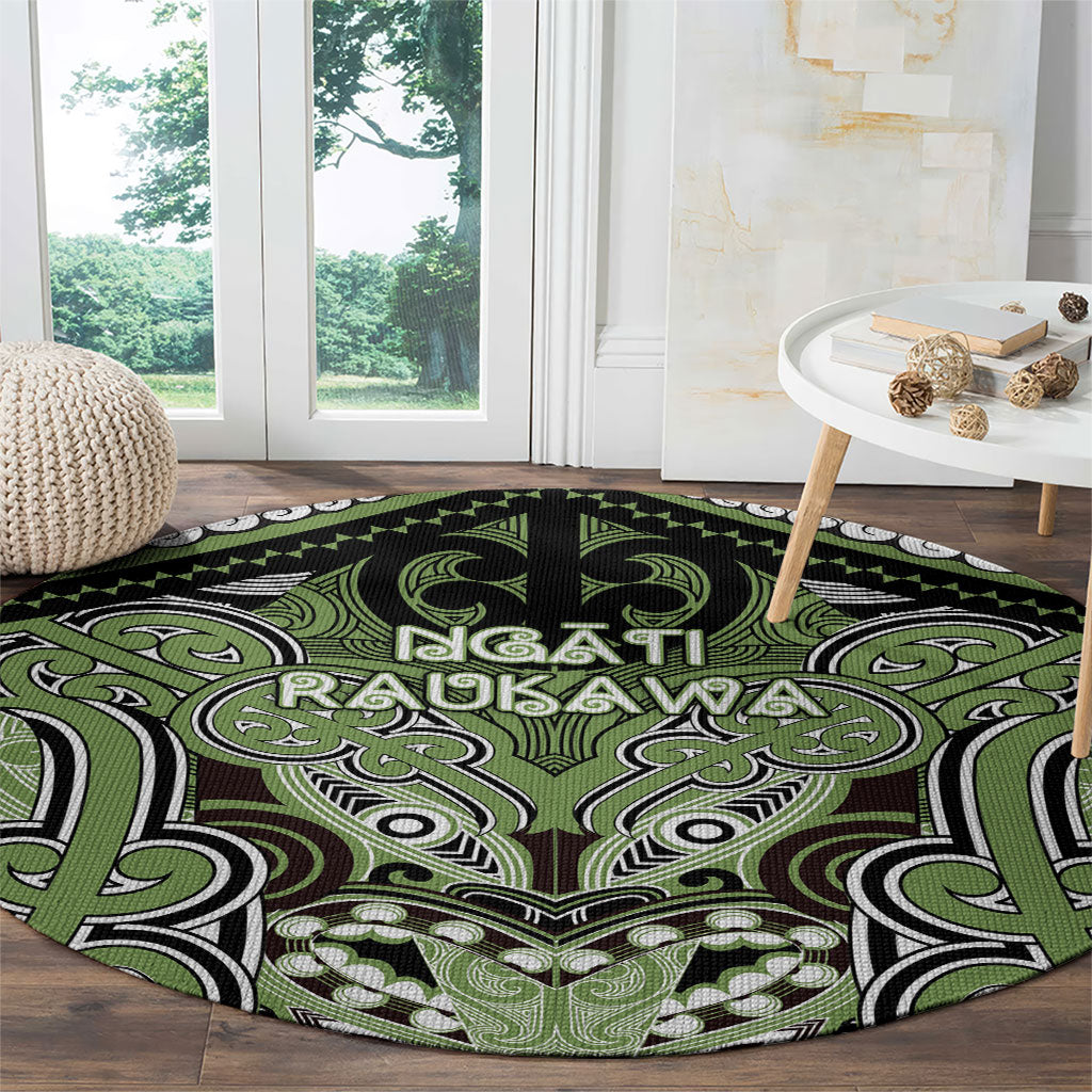 Aotearoa Iwi Ngati Raukawa Round Carpet Maori Kowhaiwhai Pattern