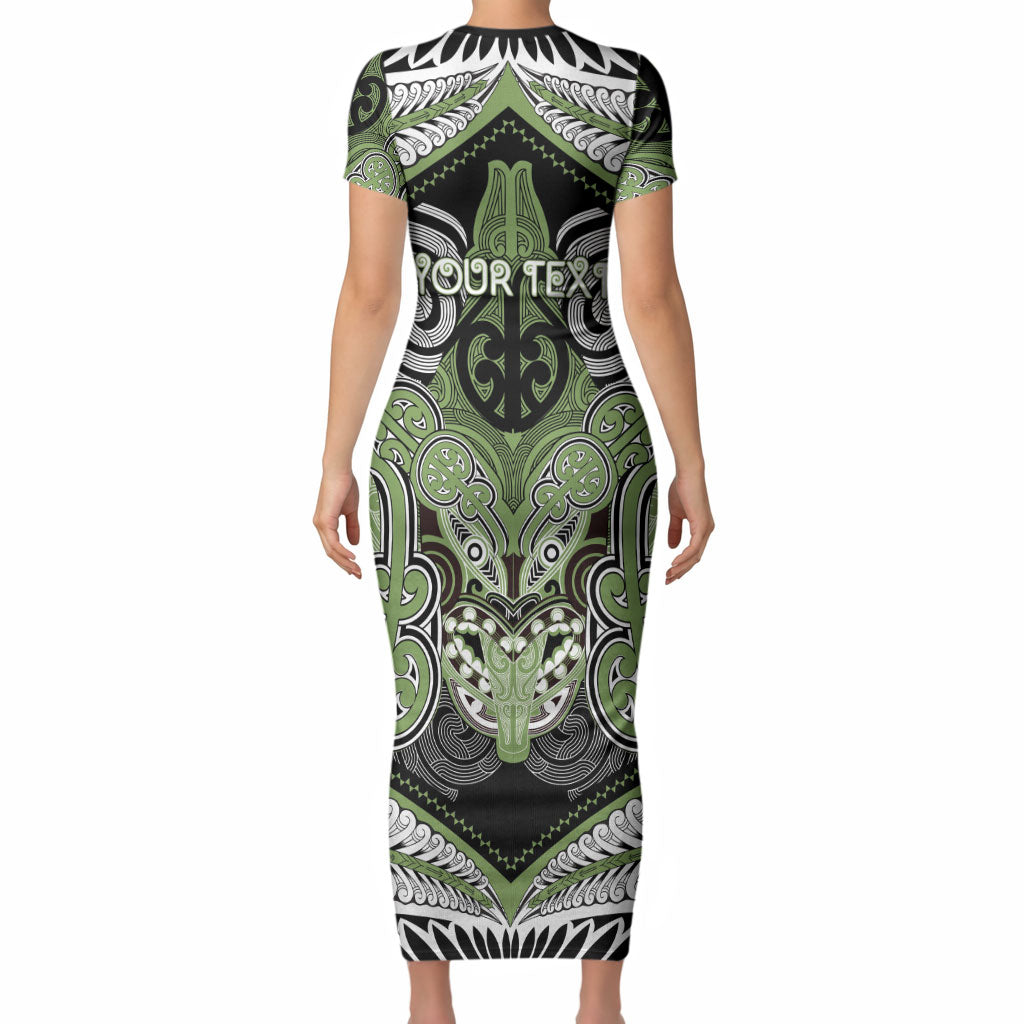Aotearoa Iwi Ngati Raukawa Personalised Short Sleeve Bodycon Dress Maori Kowhaiwhai Pattern LT19 - Polynesian Pride