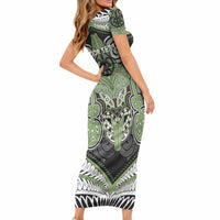 Aotearoa Iwi Ngati Raukawa Personalised Short Sleeve Bodycon Dress Maori Kowhaiwhai Pattern LT19 - Polynesian Pride