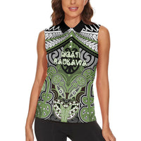 Aotearoa Iwi Ngati Raukawa Personalised Women Sleeveless Polo Shirt Maori Kowhaiwhai Pattern LT19 - Polynesian Pride