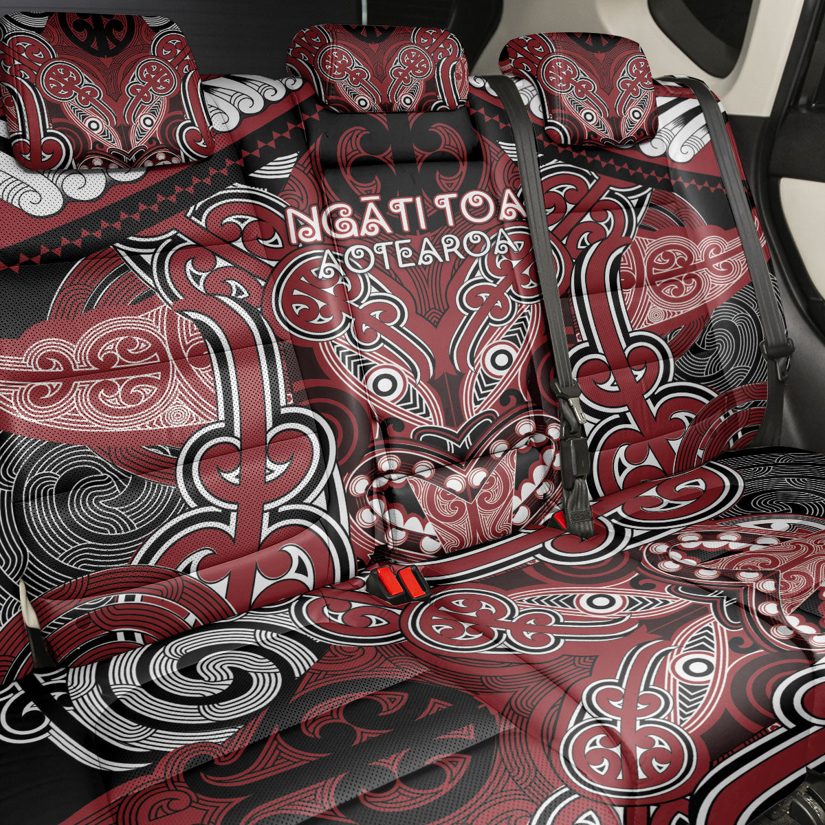 Aotearoa Iwi Ngati Toa Back Car Seat Cover Maori Kowhaiwhai Pattern LT19 - Polynesian Pride