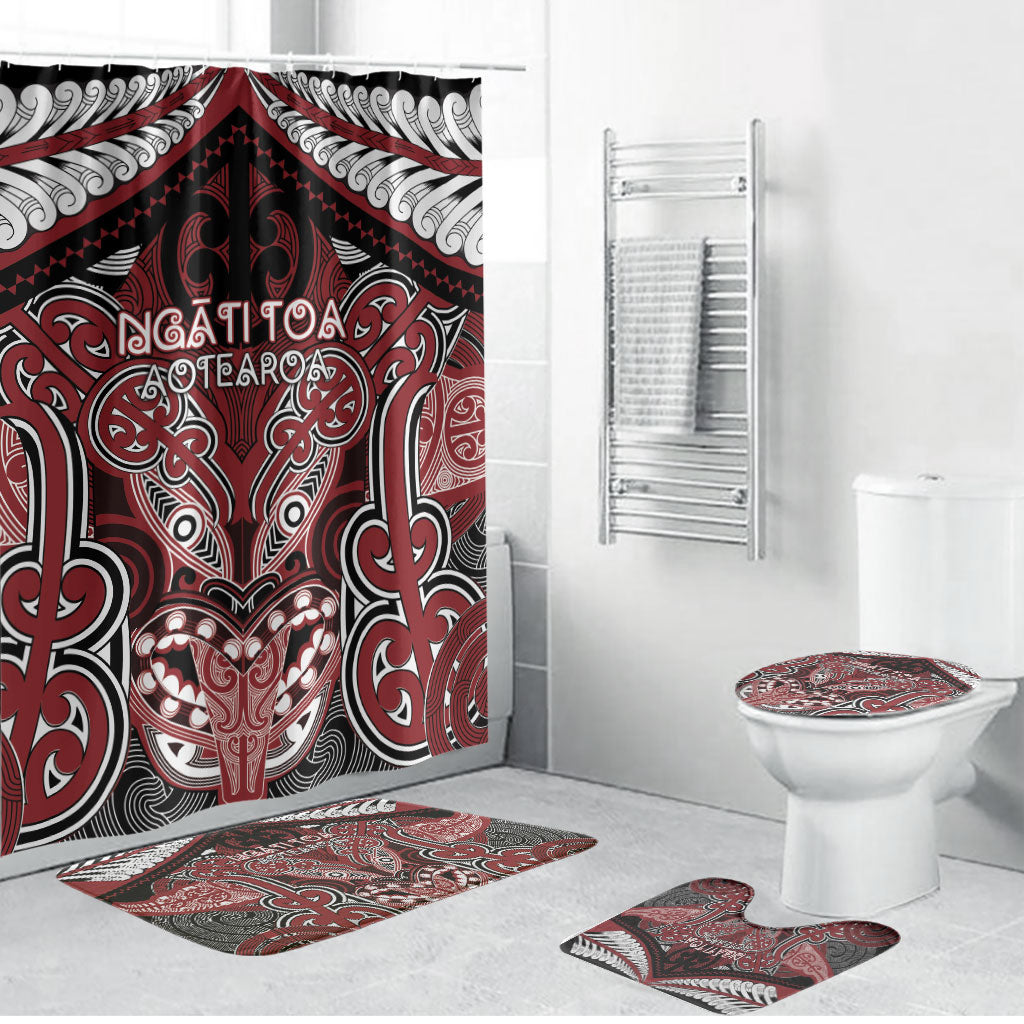 Aotearoa Iwi Ngati Toa Bathroom Set Maori Kowhaiwhai Pattern LT19 Bathroom Set (4 pcs) Red - Polynesian Pride