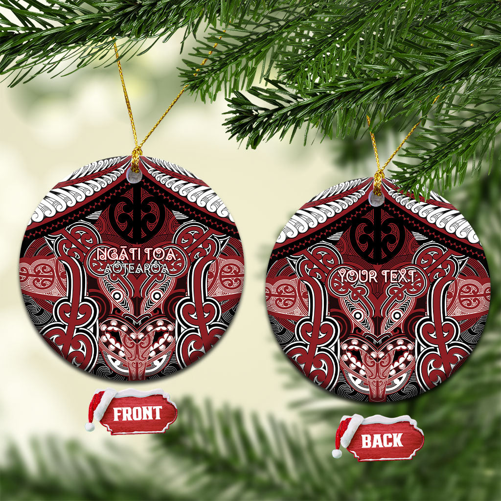 Aotearoa Iwi Ngati Toa Personalised Ceramic Ornament Maori Kowhaiwhai Pattern LT19 Circle Red - Polynesian Pride