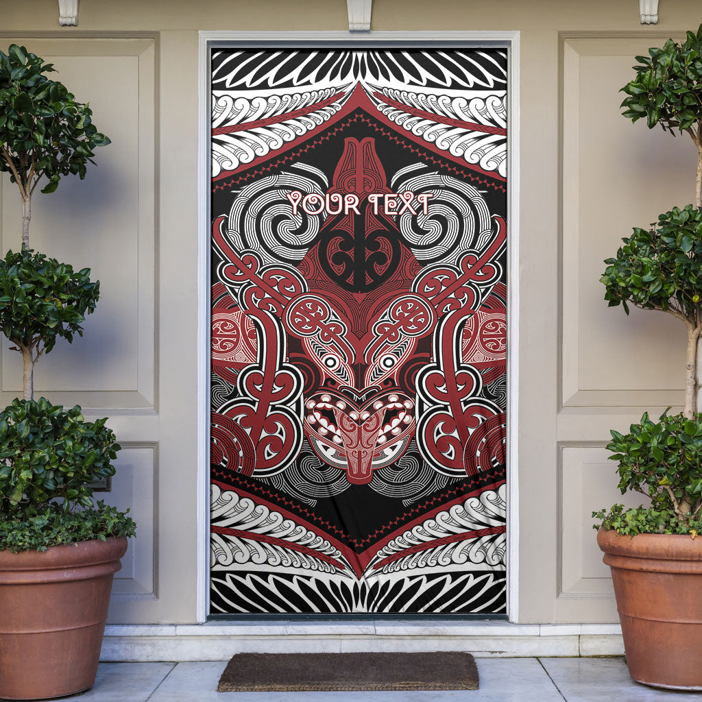 Aotearoa Iwi Ngati Toa Personalised Door Cover Maori Kowhaiwhai Pattern LT19 Red - Polynesian Pride