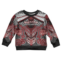 Aotearoa Iwi Ngati Toa Personalised Kid Ugly Christmas Sweater Maori Kowhaiwhai Pattern LT19 Kid Red - Polynesian Pride
