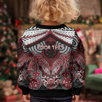Aotearoa Iwi Ngati Toa Personalised Kid Ugly Christmas Sweater Maori Kowhaiwhai Pattern LT19 - Polynesian Pride