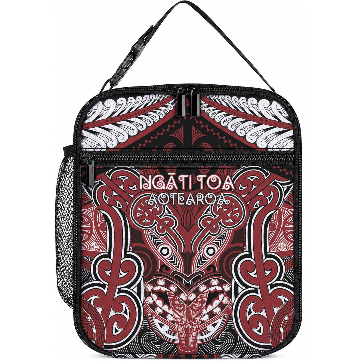 Aotearoa Iwi Ngati Toa Lunch Bag Maori Kowhaiwhai Pattern LT19 10.2 × 8.3 × 4.3 inch Red - Polynesian Pride