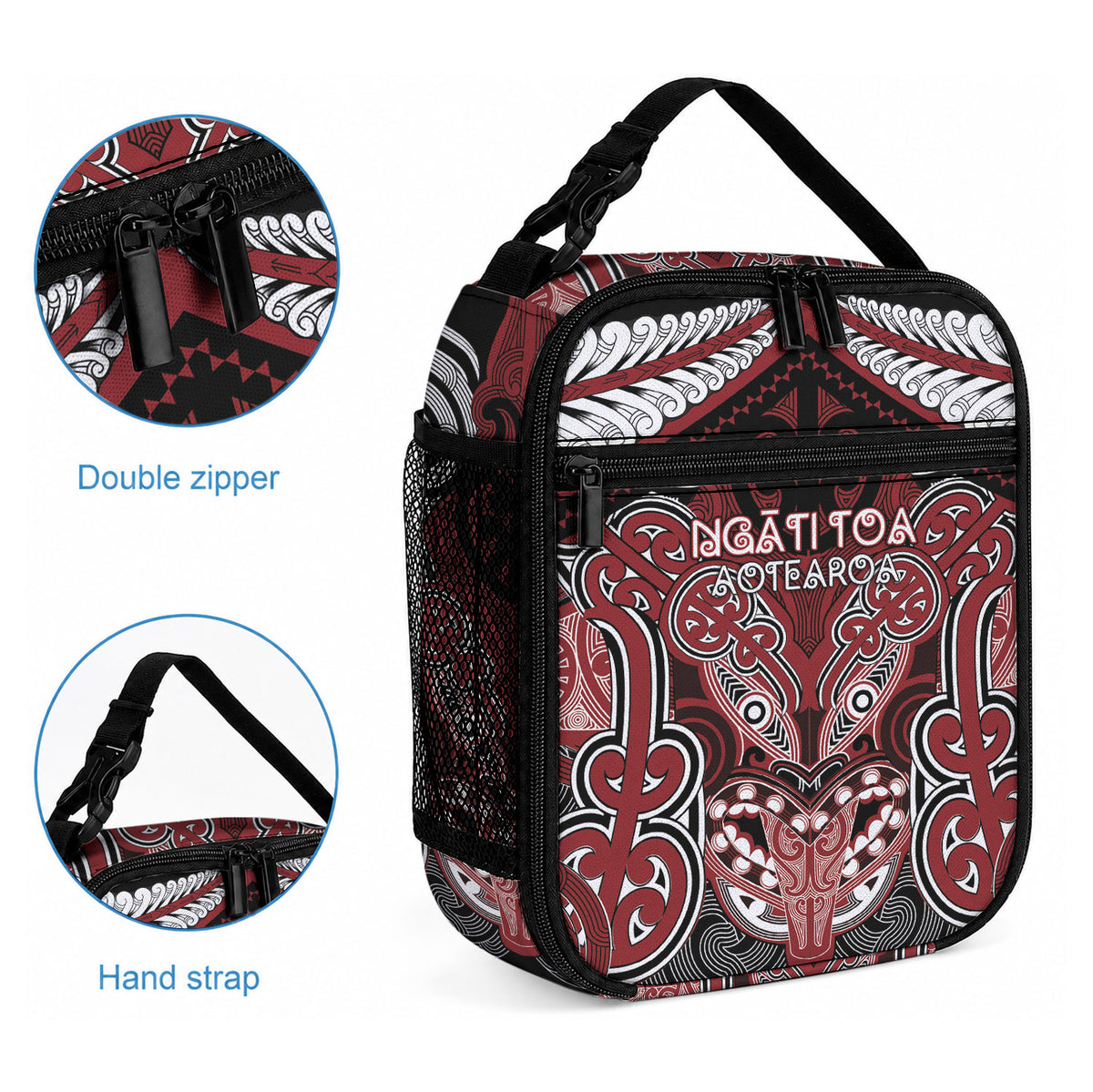 Aotearoa Iwi Ngati Toa Lunch Bag Maori Kowhaiwhai Pattern LT19 - Polynesian Pride