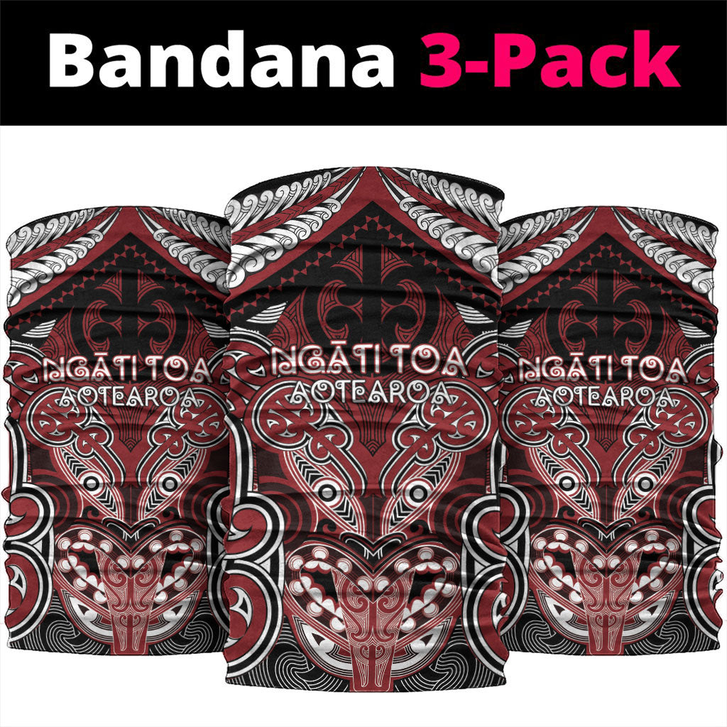 Aotearoa Iwi Ngati Toa Neck Gaiter Maori Kowhaiwhai Pattern LT19 package One Size: 25*50cm Red - Polynesian Pride