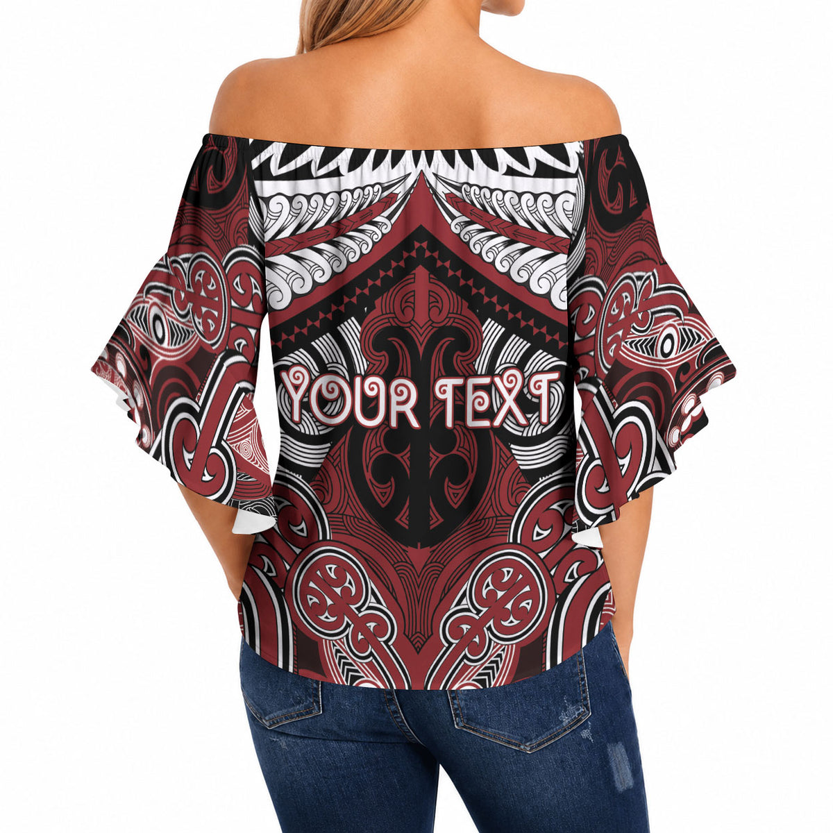 Aotearoa Iwi Ngati Toa Personalised Off Shoulder Wrap Waist Top Maori Kowhaiwhai Pattern LT19 - Polynesian Pride