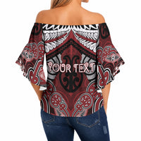 Aotearoa Iwi Ngati Toa Personalised Off Shoulder Wrap Waist Top Maori Kowhaiwhai Pattern LT19 - Polynesian Pride
