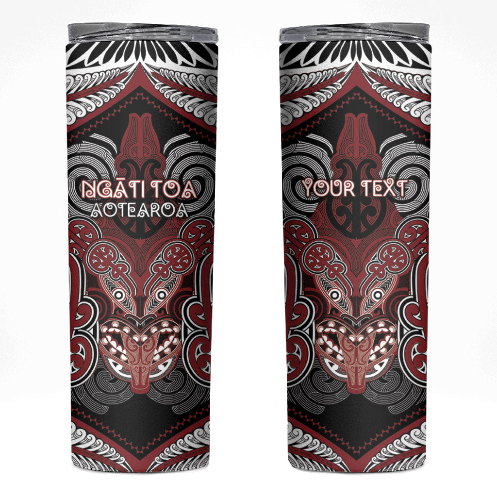 Aotearoa Iwi Ngati Toa Personalised Skinny Tumbler Maori Kowhaiwhai Pattern LT19 Red - Polynesian Pride