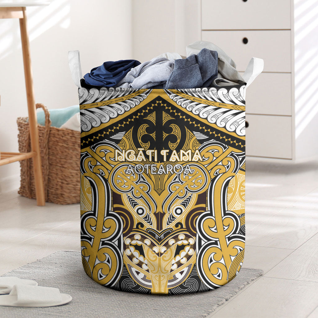 Aotearoa Iwi Ngati Tama Laundry Basket Maori Kowhaiwhai Pattern LT19 Yellow - Polynesian Pride