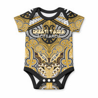Aotearoa Iwi Ngati Tama Personalised Baby Onesie Maori Kowhaiwhai Pattern LT19 Yellow - Polynesian Pride