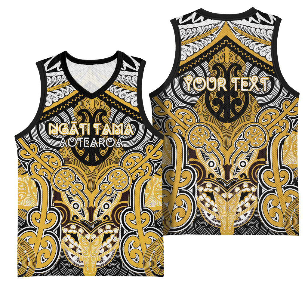 Aotearoa Iwi Ngati Tama Personalised Basketball Jersey Maori Kowhaiwhai Pattern