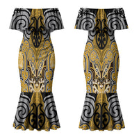 Aotearoa Iwi Ngati Tama Personalised Couples Matching Mermaid Dress and Hawaiian Shirt Maori Kowhaiwhai Pattern LT19 - Polynesian Pride