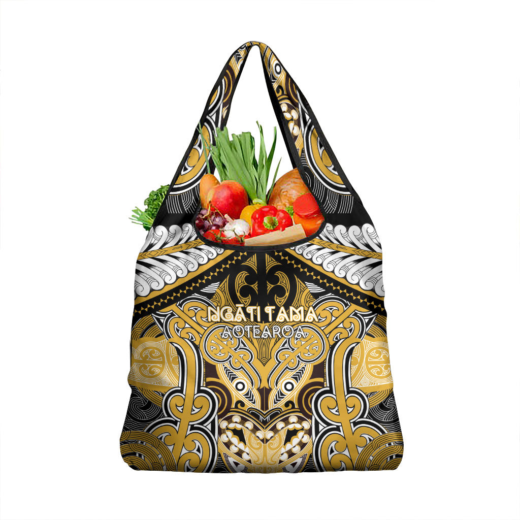 Aotearoa Iwi Ngati Tama Grocery Bag Maori Kowhaiwhai Pattern LT19 1-pack One Size Yellow - Polynesian Pride