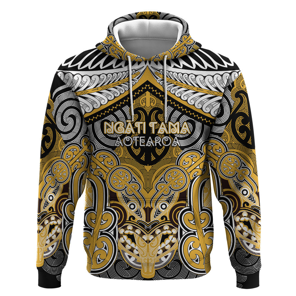 Aotearoa Iwi Ngati Tama Personalised Hoodie Maori Kowhaiwhai Pattern LT19 Pullover Hoodie Yellow - Polynesian Pride