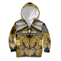 Aotearoa Iwi Ngati Tama Personalised Kid Hoodie Maori Kowhaiwhai Pattern LT19 Zip Hoodie Yellow - Polynesian Pride