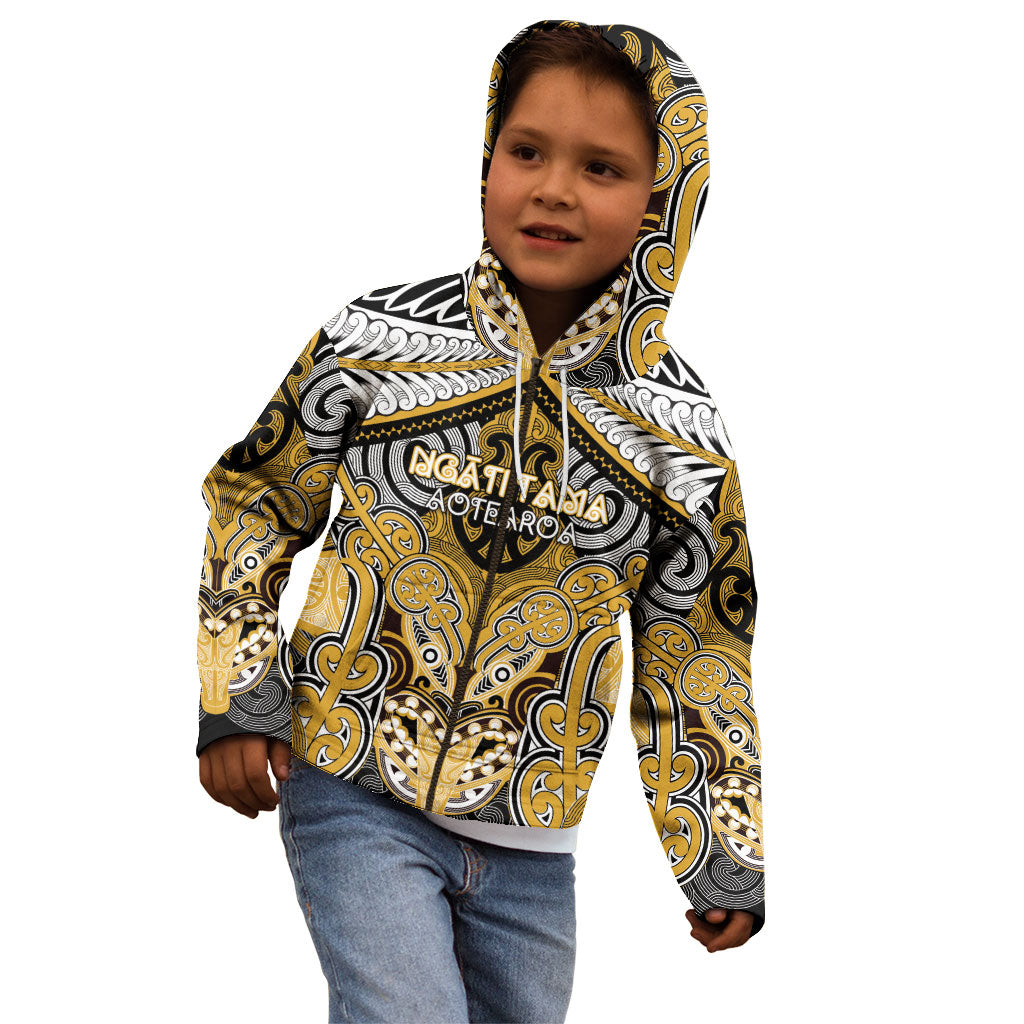 Aotearoa Iwi Ngati Tama Personalised Kid Hoodie Maori Kowhaiwhai Pattern LT19 - Polynesian Pride