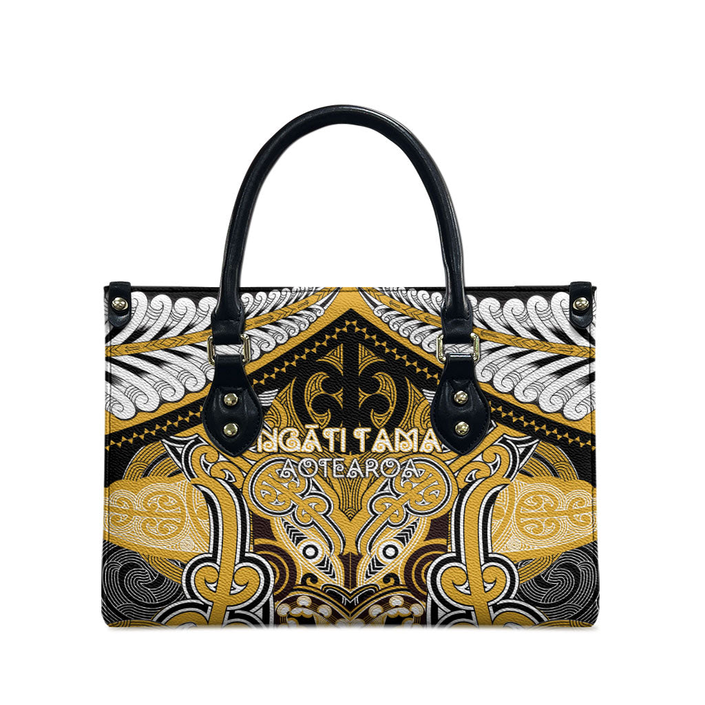 Aotearoa Iwi Ngati Tama Leather Bag Maori Kowhaiwhai Pattern LT19 - Polynesian Pride