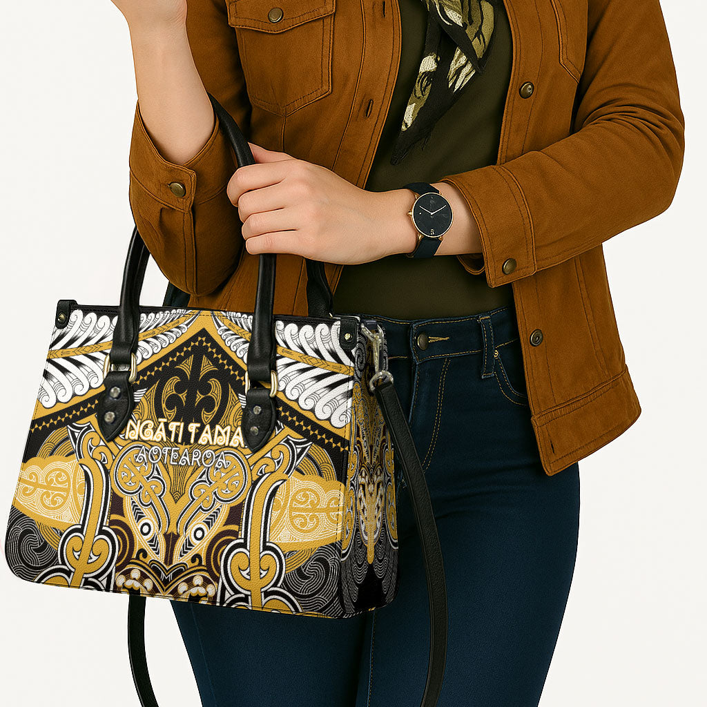 Aotearoa Iwi Ngati Tama Leather Bag Maori Kowhaiwhai Pattern LT19 - Polynesian Pride