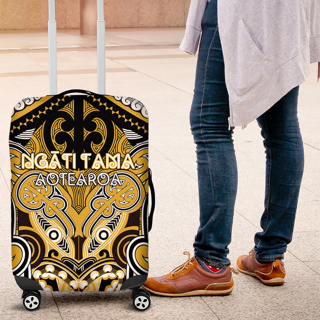 Aotearoa Iwi Ngati Tama Luggage Cover Maori Kowhaiwhai Pattern LT19 Yellow - Polynesian Pride