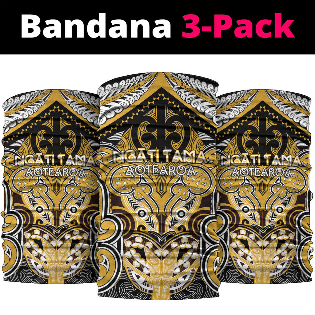 Aotearoa Iwi Ngati Tama Neck Gaiter Maori Kowhaiwhai Pattern LT19 package One Size: 25*50cm Yellow - Polynesian Pride