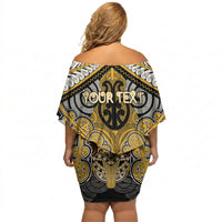 Aotearoa Iwi Ngati Tama Personalised Off Shoulder Short Dress Maori Kowhaiwhai Pattern LT19 - Polynesian Pride