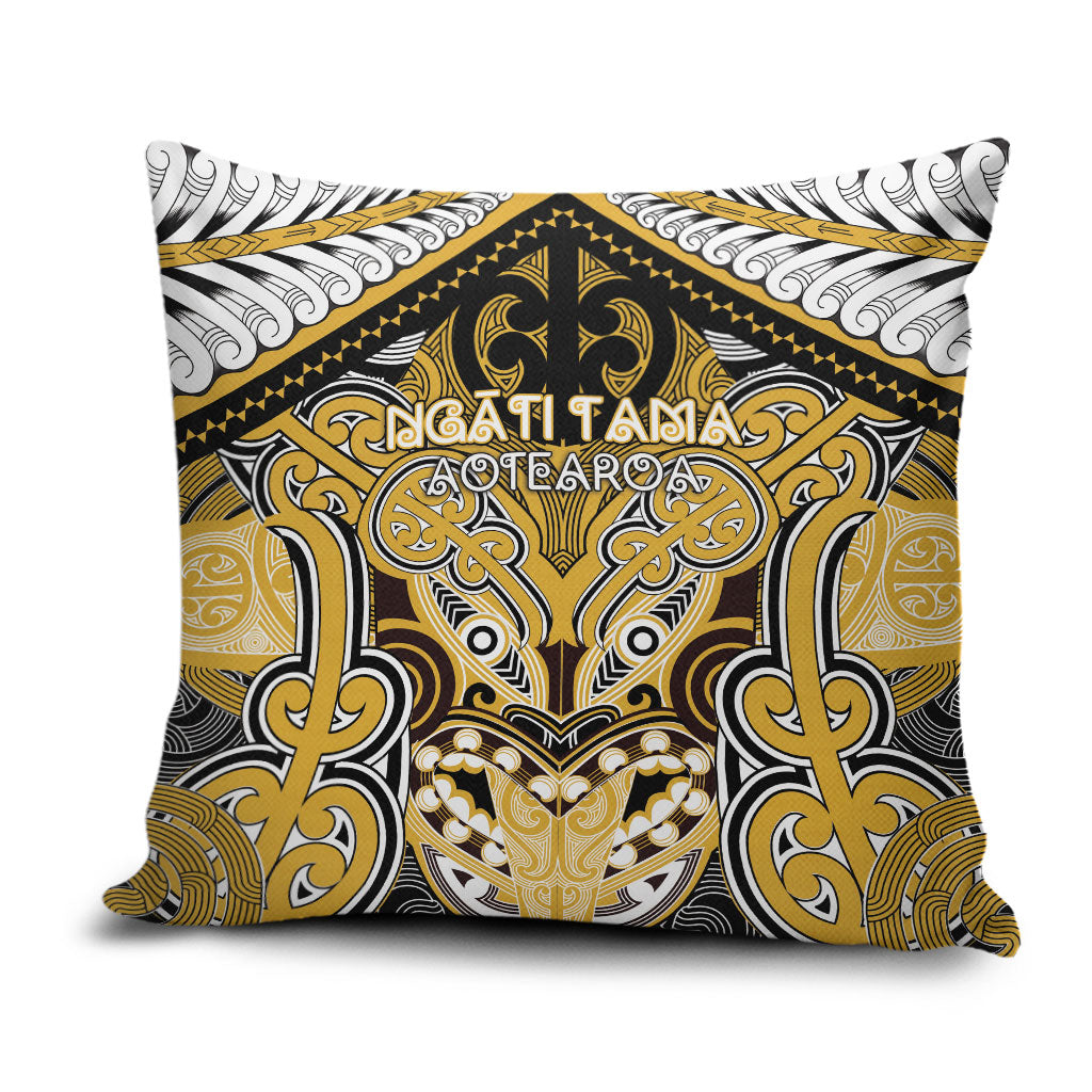 Aotearoa Iwi Ngati Tama Pillow Cover Maori Kowhaiwhai Pattern LT19 Yellow - Polynesian Pride
